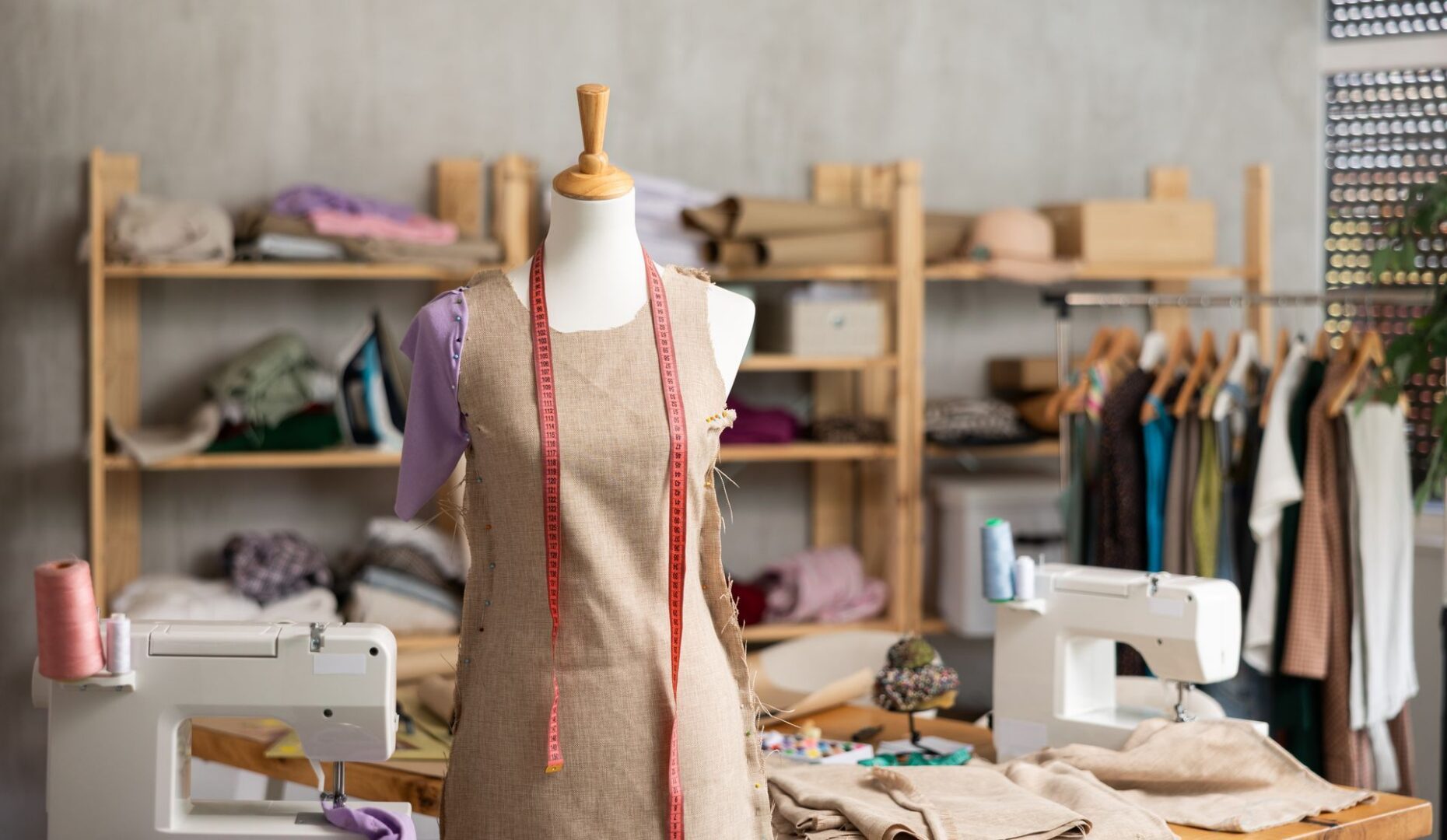 Sewing studio with dress form