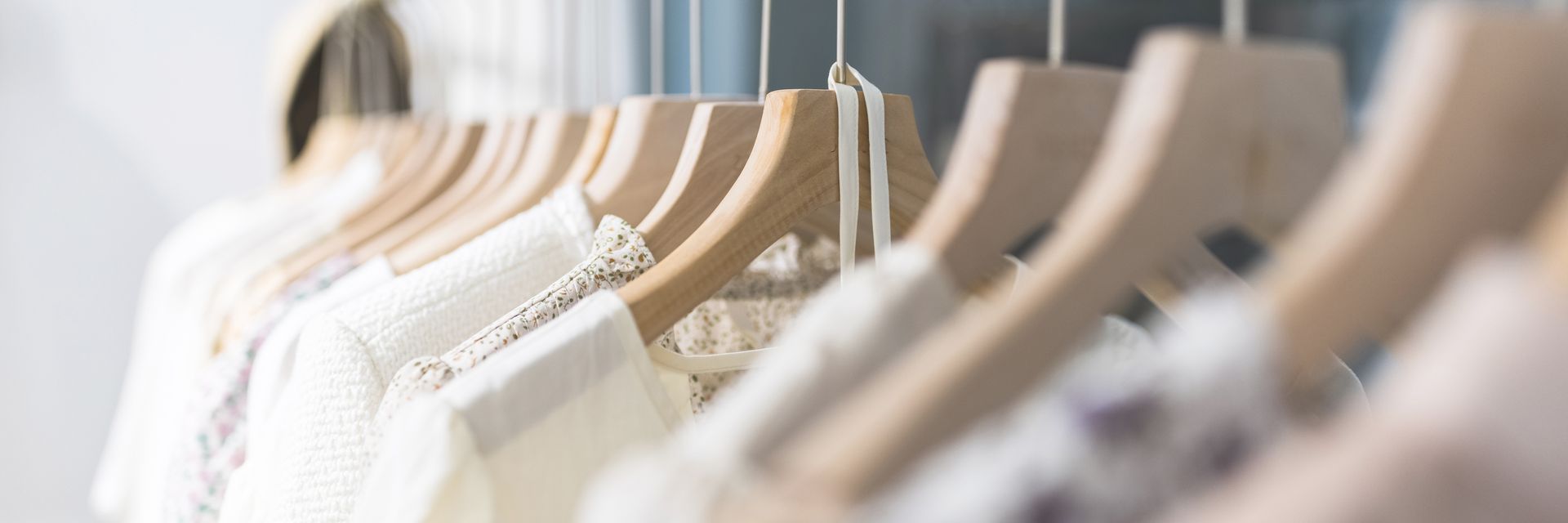 White garments on display rack
