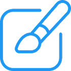 Art tool symbol in blue outline