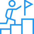 Stick figure reaching a goal flag