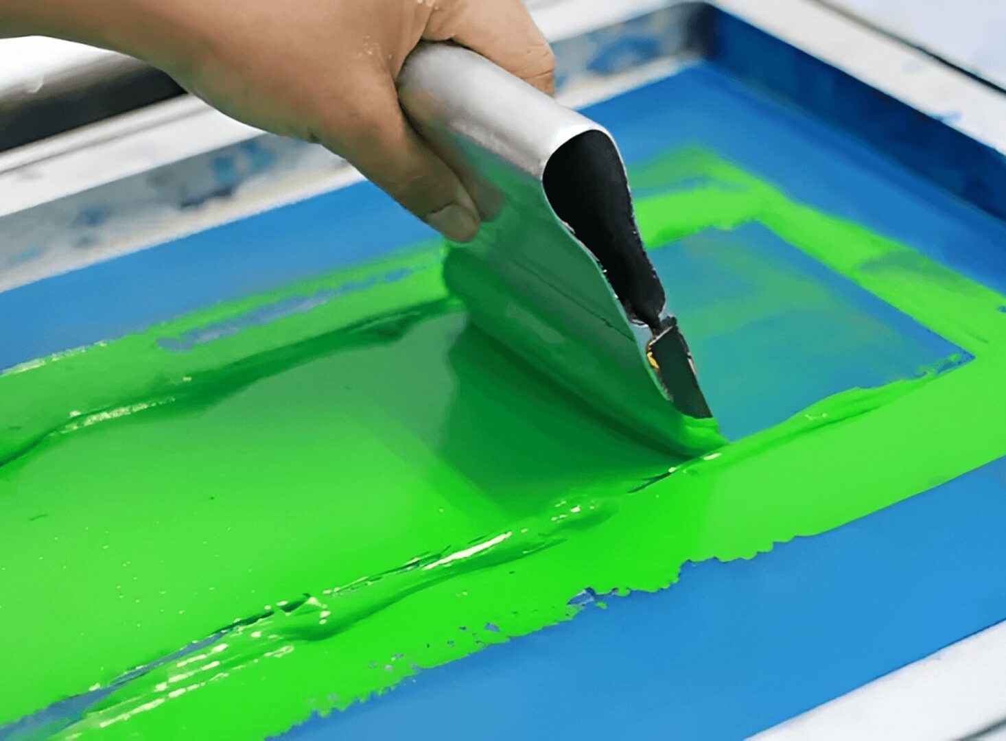 Screen printing with green ink