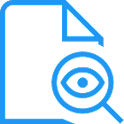 Blue document and search icon on black